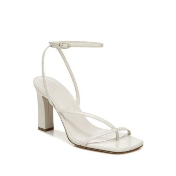 VINCE. Womens White Qiana Toe Block Heel Leather Heeled Thong Sandals 8.5 M